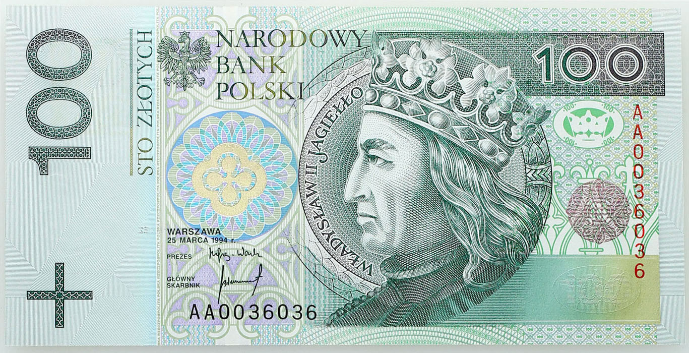 100 złotych 1994, seria AA - RADAR